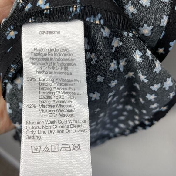 MADEWELL Dress Womens 2 Long Sleeve Mini NEW Ditsy Floral Black Blue NM453 - Picture 14 of 15